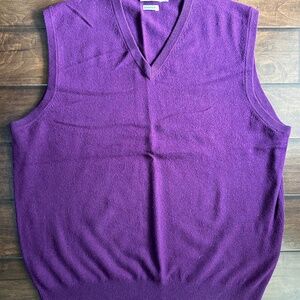 Peter Millar Men's Pure Cashmere V Neck Sweater Vest Purple